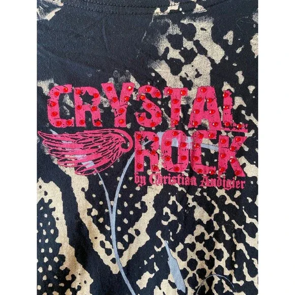 Crystal Rock snake skin crystal locket L/S tunic top / mini dress NWT L. - Picture 7 of 9